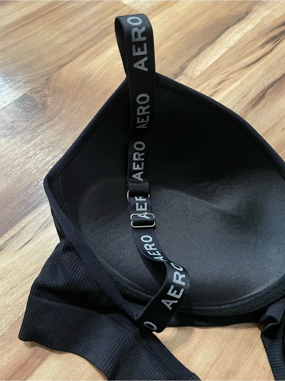 Aeropostale Black Ribbed Wireless Bralette Logo Straps Size 2X